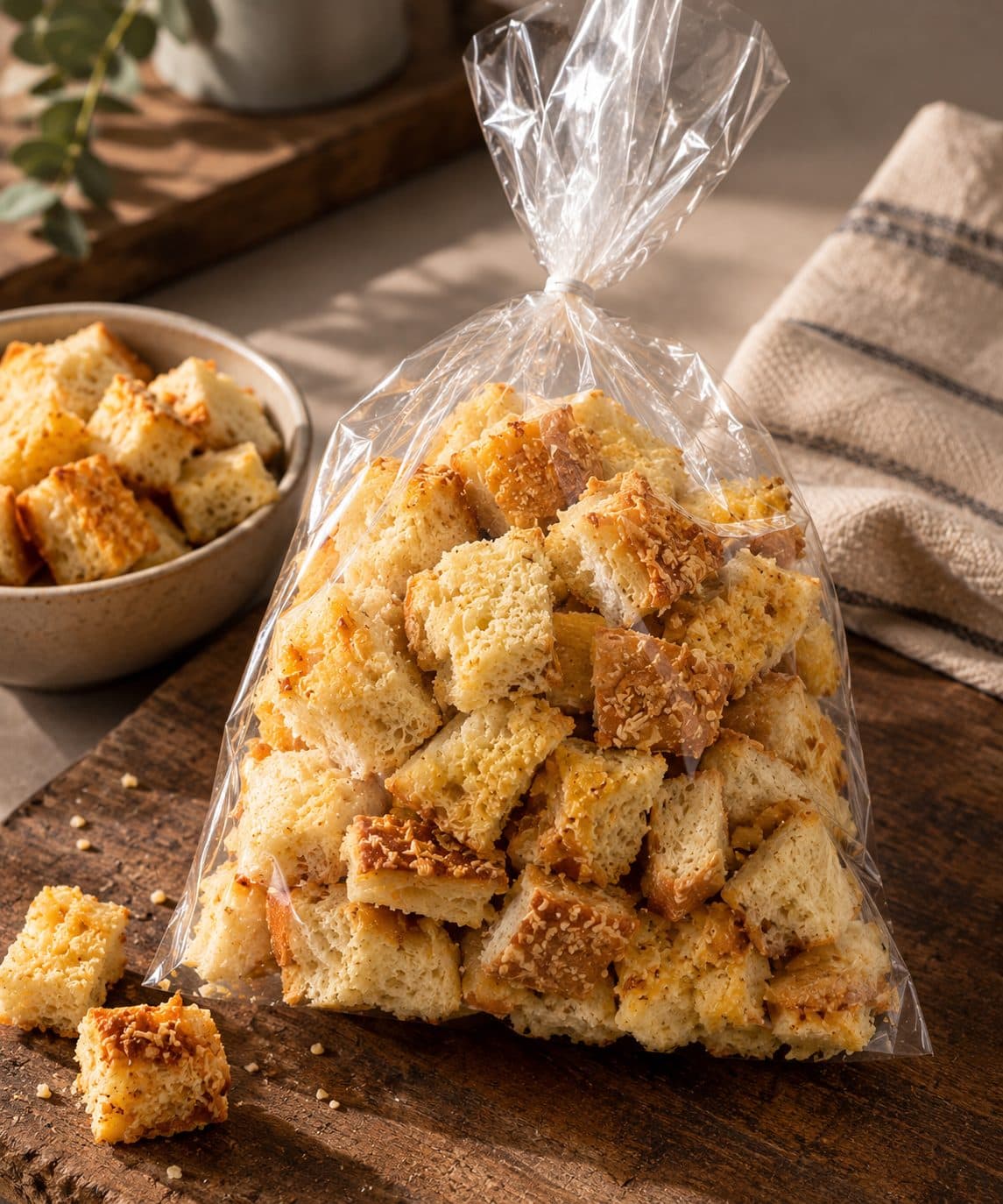 Crotones de foccacia parmesano